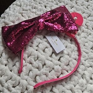 Kate Spade Fuchsia Glitter Bow Headbaand NWT